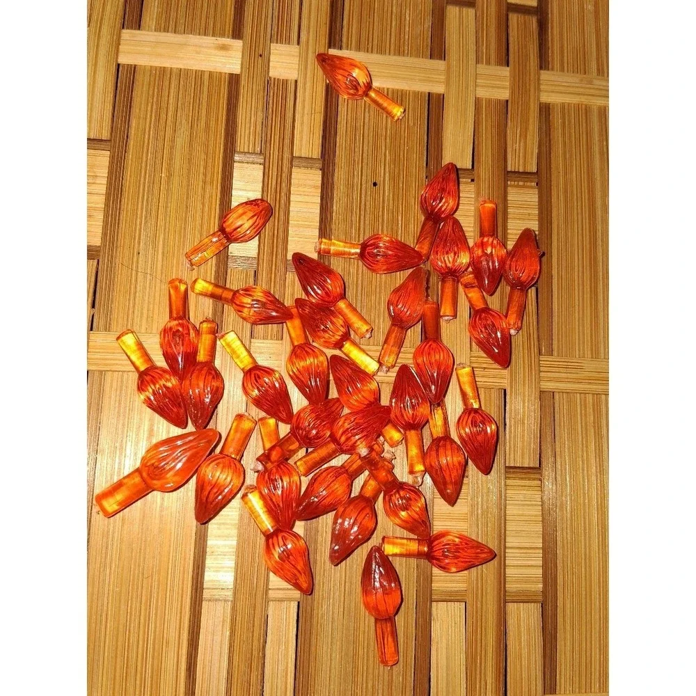 Vintage Lot of 33 Orange Flame Christmas Light Covers 7/8
